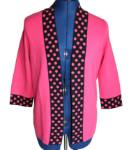 Designers Originals Womens Pink Black Polka Dot Trim Open Front Cardigan... - £6.75 GBP
