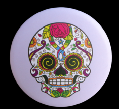 Multicolor Sugar Skull Round Double Mirror Folding Compact Hand Held Small 2.75&quot; - £5.53 GBP