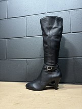 Antonio Melani Black Leather Heeled Knee High Boots Women’s Sz 7.5 M - £39.47 GBP