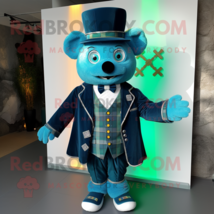 Cyan Celtic Cross mascot costume character dressed with a Coat and Bow ties - £1,046.05 GBP