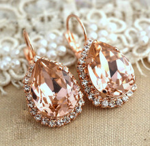 Delicated 4.50 Ct Pear Cut Morganite Clip-On Drop Earrings 14K Rose Gold Finish - $143.05