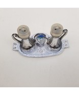 Niagara Falls Silver Metal Teapot Salt  Pepper Shakers &amp; Tray Japan VTG ... - $11.87