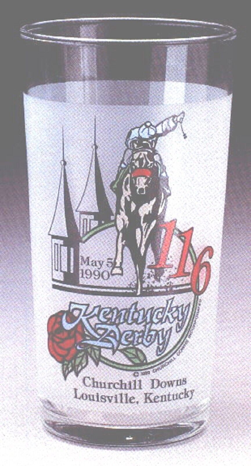1990 - 116th Kentucky Derby Glass in MINT Condition - UNBRIDLED - $12.00