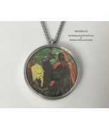 Red Riding Hood Wolf Grimm Enamel Coin Stainless Locket Custom Wheat Lin... - £17.40 GBP