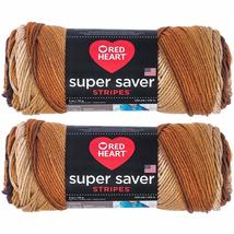 Bulk Buy: Red Heart Super Saver (2-Pack) (Latte Stripes, 5 oz Each Skein) - £13.66 GBP