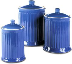 Simsbury Ceramic Canister Set of 3 in Blue by Omni Housewares - $98.79