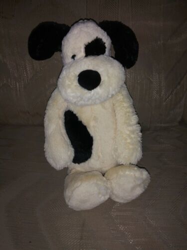 Jellycat Dog Plush 15" Beanbag Stuffed Animal Beige Black Spot On Eye All... - £18.19 GBP