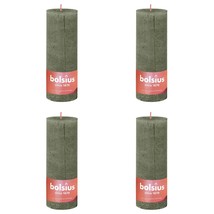 Bolsius Rustic Pillar Candles Shine 4 pcs 190x68 mm Fresh Olive - £21.05 GBP