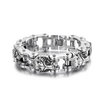 Motorcycle Bicycle Chain Animal Lion Bracelet Men Stainless Steel Charm Male Jew - £30.99 GBP