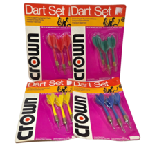 LOT OF 4 VINTAGE PACKS OF CROWN DART DARTS SET OF 3 NEW RED GREEN YELLOW... - $57.00