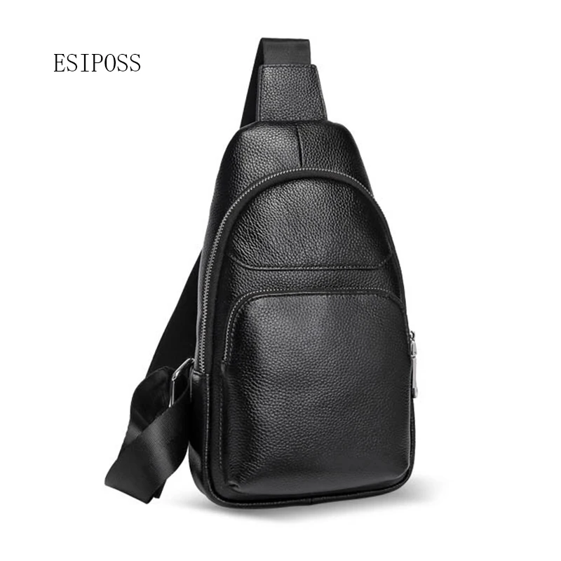 Esiposs Genuine leather men&#39;s chest bag shoulder bag Strap Sling Men Mes... - $146.86