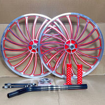 20&quot;X 35MM Front &amp; Rear BMX Bicycle Alloy Wheel 18 Spokes Red+Seat Post+Sporket - £149.62 GBP