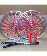 20&quot;X 35MM Front &amp; Rear BMX Bicycle Alloy Wheel 18 Spokes Red+Seat Post+S... - £147.64 GBP