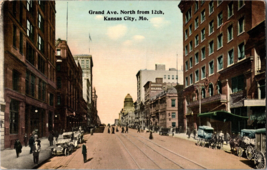 Vtg Postcard Main Street Scene, Kansas City, MO., Grand Ave. North From 12th - £6.75 GBP