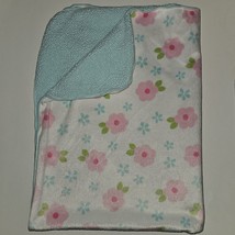 Circo Pink Blue White Green Flower Fleece Baby Blanket Lovey Floral 30x40 - £31.10 GBP
