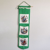 Vintage Card Recipe Holder Pocket Wall Hanging Quail Duck Pheasant Tapestry - £19.97 GBP