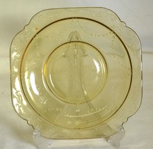 Madrid Yellow Saucer Federal Depression Glass Swag Floral Patterns - $12.86