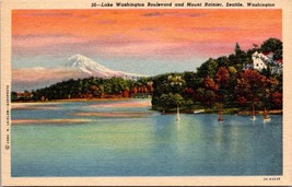 Lake Washington Boulevard And Mount Rainer Seattle Washington Postcard - £7.83 GBP