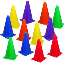 12 Assorted Color 9&quot; Cones Train Training Soccer Football Agility Traffi... - £25.19 GBP