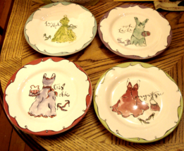 ROSANNA FROCKS SALAD Luncheon PLATE SET of 4 w ORIGINAL BOX Chic Fashion... - $29.65