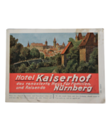 Vintage Hotel Kaiserhof Nurnberg Advertisement Ephemera w/ Rates Pre WW2... - $27.73 CAD