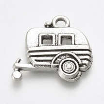 20 RV Camper Charms Antiqued Silver Wanderlust Pendants Traveling Jewelry 18mm - £5.99 GBP