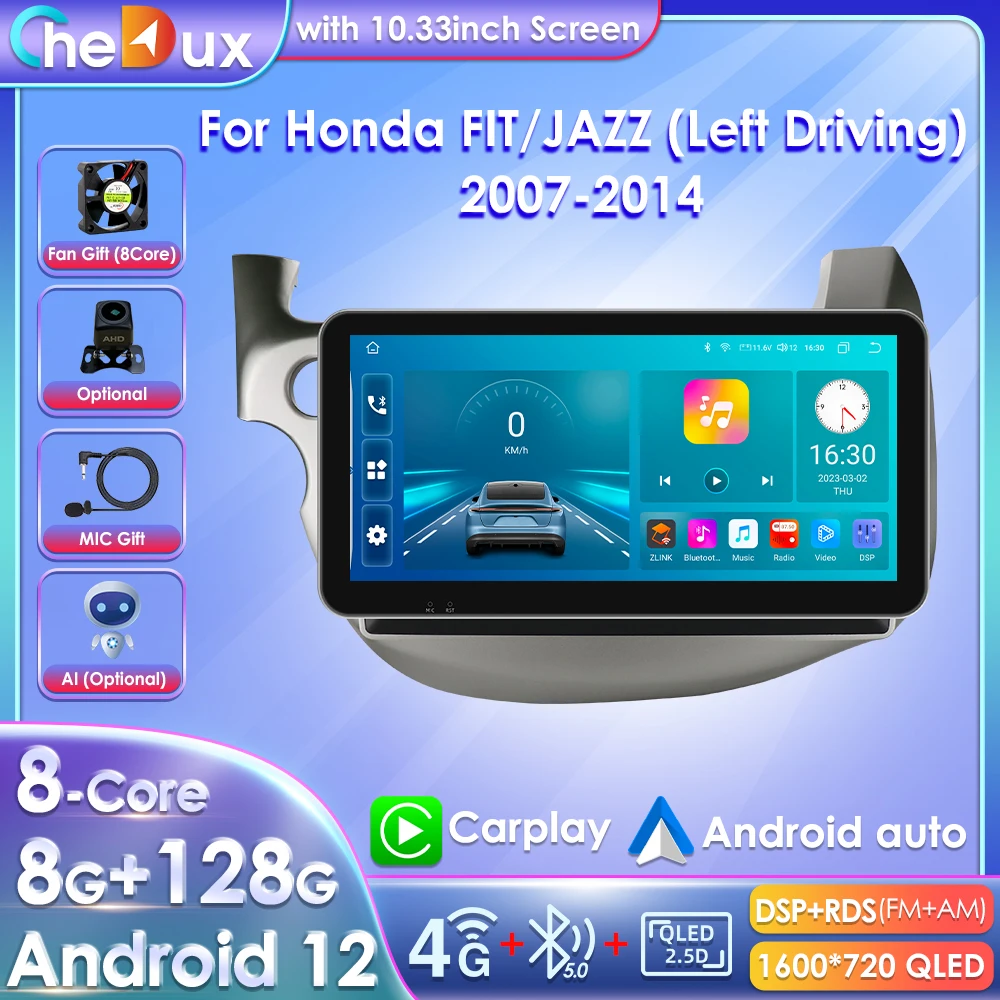 10.1inch 2Din Carplay 4G-LTE Autoradio Car Radio for HONDA FIT JAZZ 2007-2013 - £169.11 GBP+