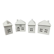 Ceramic Winter Village Houses White Christmas Houses Set of 4 Snowy Roof - £11.71 GBP