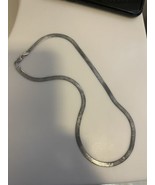 Vintage Sterling Silver Flat Herringbone Necklace  Italy - $361.55 MXN