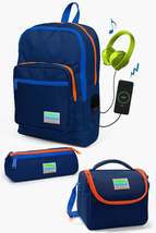 Kids Navy Blue USB 3 Pcs School Bag Set SET0123816 - £234.08 GBP