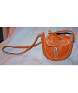 Mini Tooled Leather Western Saddle Purse w/Metal Turn Lock, Leather Strap - $31.00