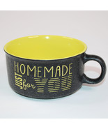 Souper Bowl Soup Mug Homemade Just For You Black Yellow Boston Warehouse... - $10.69