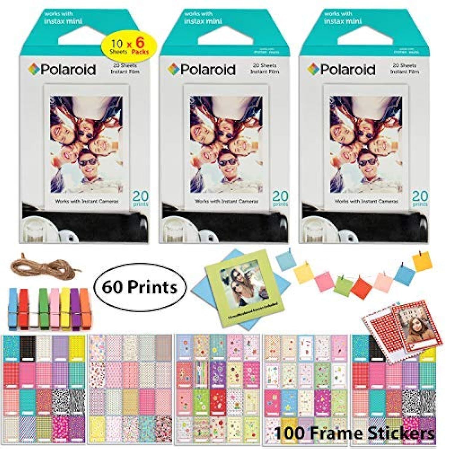 Polaroid Instant Film (60 Sheets) 6 x Instant Film 10 Shots per Pack + 10 Hangin - $100.99