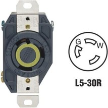 Leviton 02610-00D Outlet Receptacle 30A 125V Black Grounded Single Locking - £9.34 GBP