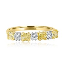 1.11Ct Alternating 7 Stone Fancy Yellow Diamond Wedding Band 18k yellow Gold - £1,714.21 GBP