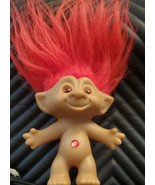 Ace Novelty 4.5&quot; Treasure Troll Doll- Red Hair &amp; Eyes Belly round red Gem - £10.18 GBP