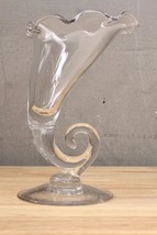 Vintage Cambridge Blown Glass Crystal Cornucopia Vase Pristine Pattern Stem 1939 - £30.10 GBP