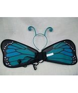2 pc Child Blue Black Butterfly Wings with Antenna HeadBand Costume Mona... - $359.40 MXN