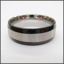 Stainless Steel Stamped Ring 8mm, Black Edge - £14.08 GBP