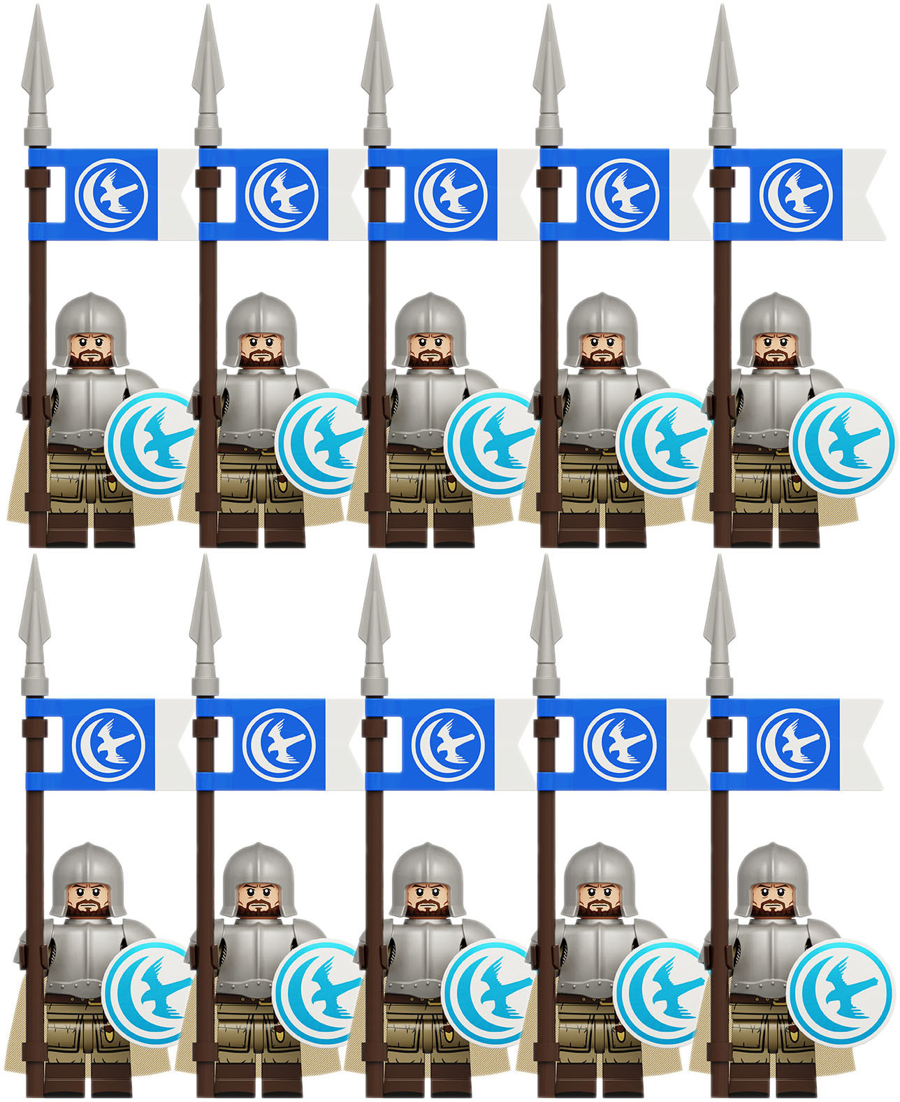 10pcs Game Of Thrones House Arryn of the Eyrie Spear Infantry Minifigure