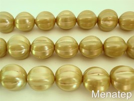 4(Four)  14 mm Melon Round Beads: Pearl Coated - Canopy - $1.96