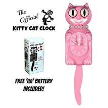 PINK SATIN MISS KITTY CAT CLOCK (3/4 Size) 12.75&quot; USA MADE Free Battery ... - £47.17 GBP