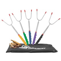 BBQ Dragon Marshmallow Roasting Sticks - Set of 5 Multicolored Telescoping Smore - £28.26 GBP