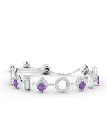 Kicky and Perky 925 Sterling Silver Amethyst Moissanite Bolo Bracelet Je... - $146.52 CAD