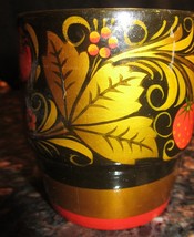Vintage Handpainted Handcarved Wooden Cup From Russia Khohloma Hohloma Design - £4.79 GBP