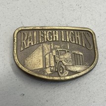 Vintage Raleigh Lights Tobacco Cigarettes Semi Truck Trucker Brass Belt Buckle - £11.63 GBP