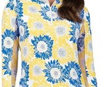 NWT IBKUL RUTHIE UKRAINE Royal Blue &amp; Yellow Long Sleeve Mock Golf Shirt... - £55.93 GBP