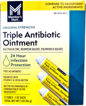 Members Mark First Aid Triple Antibiotic Infection Ointment 3 Tubes EXP ... - $12.48