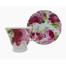 Vintage Pink Peony Flower Tea Cup Saucer Set Porcelain China Collectible - £19.83 GBP