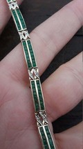 5.50Ct Simulated   Green Emerald  Bracelet Gold Plated 925 Silver  - £142.42 GBP